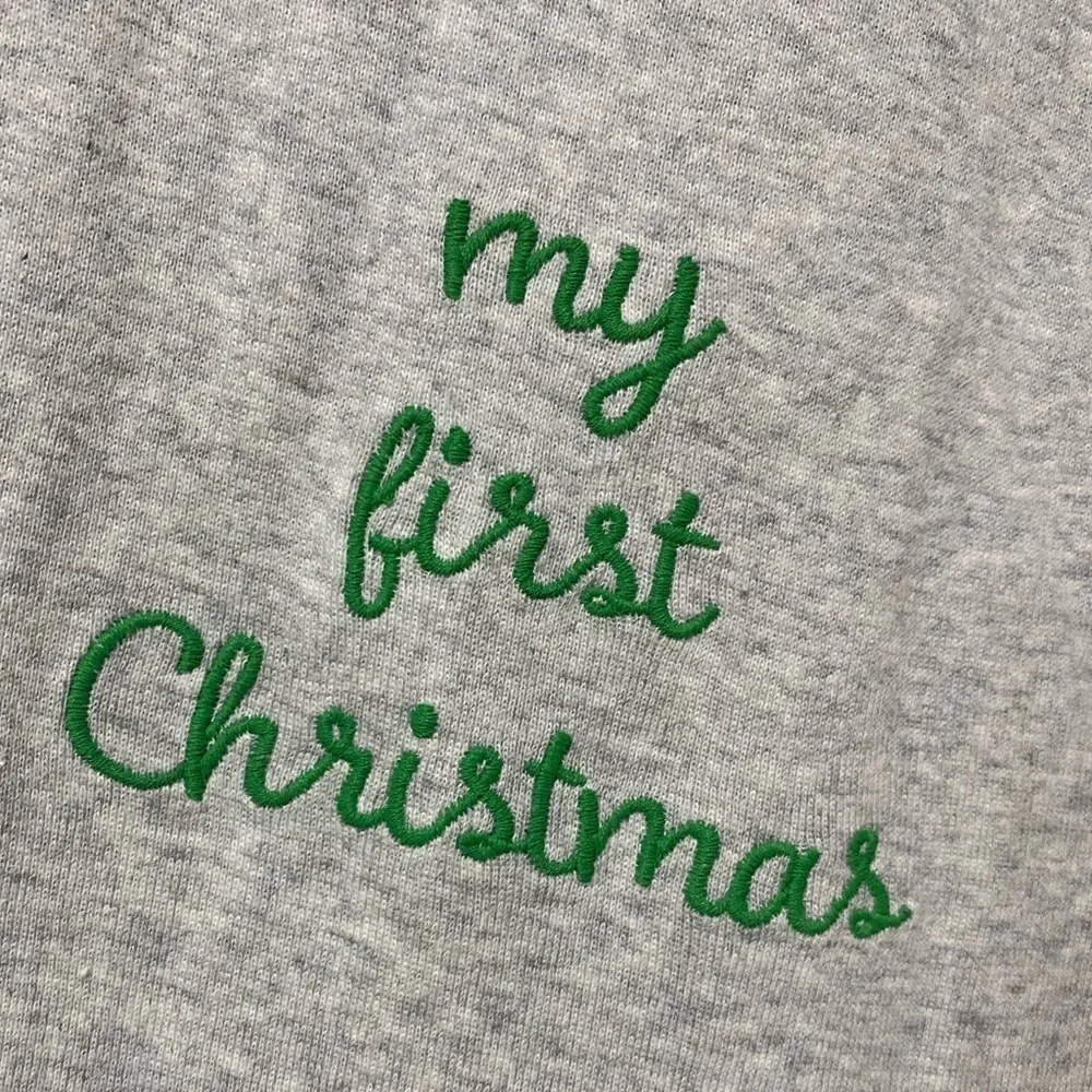 My First Christmas organic embroidered full zip onesie